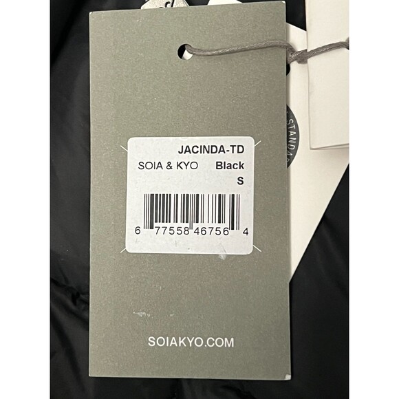 NWT Soia & Kyo Women's S Jacinda Down Puffer Coat Hooded Asymmetric Zip Black - Picture 12 of 15